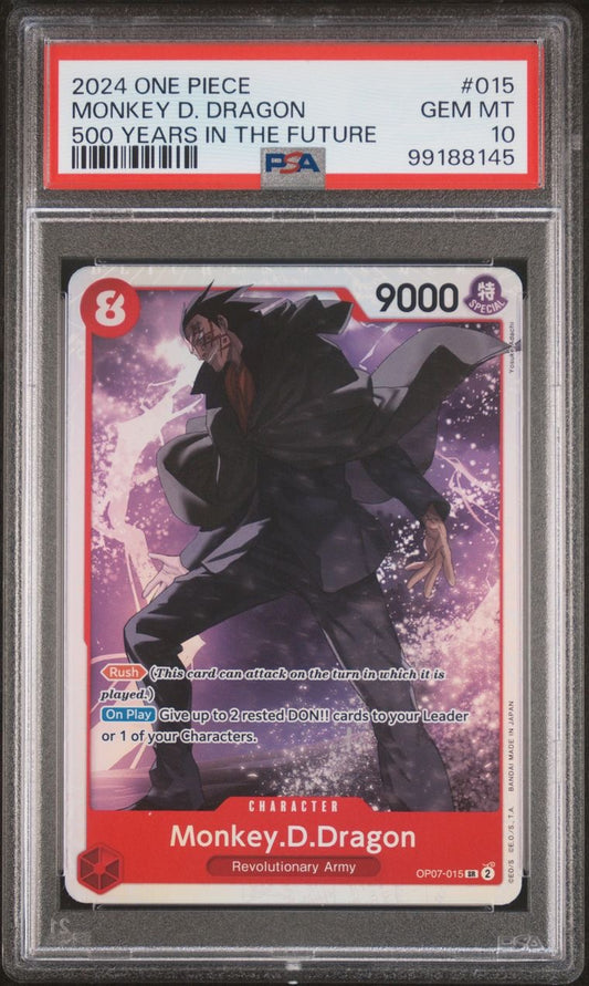 One Piece TCG 500 Years in the Future OP-07 #015 SR Monkey D. Dragon PSA 10 GEM MT