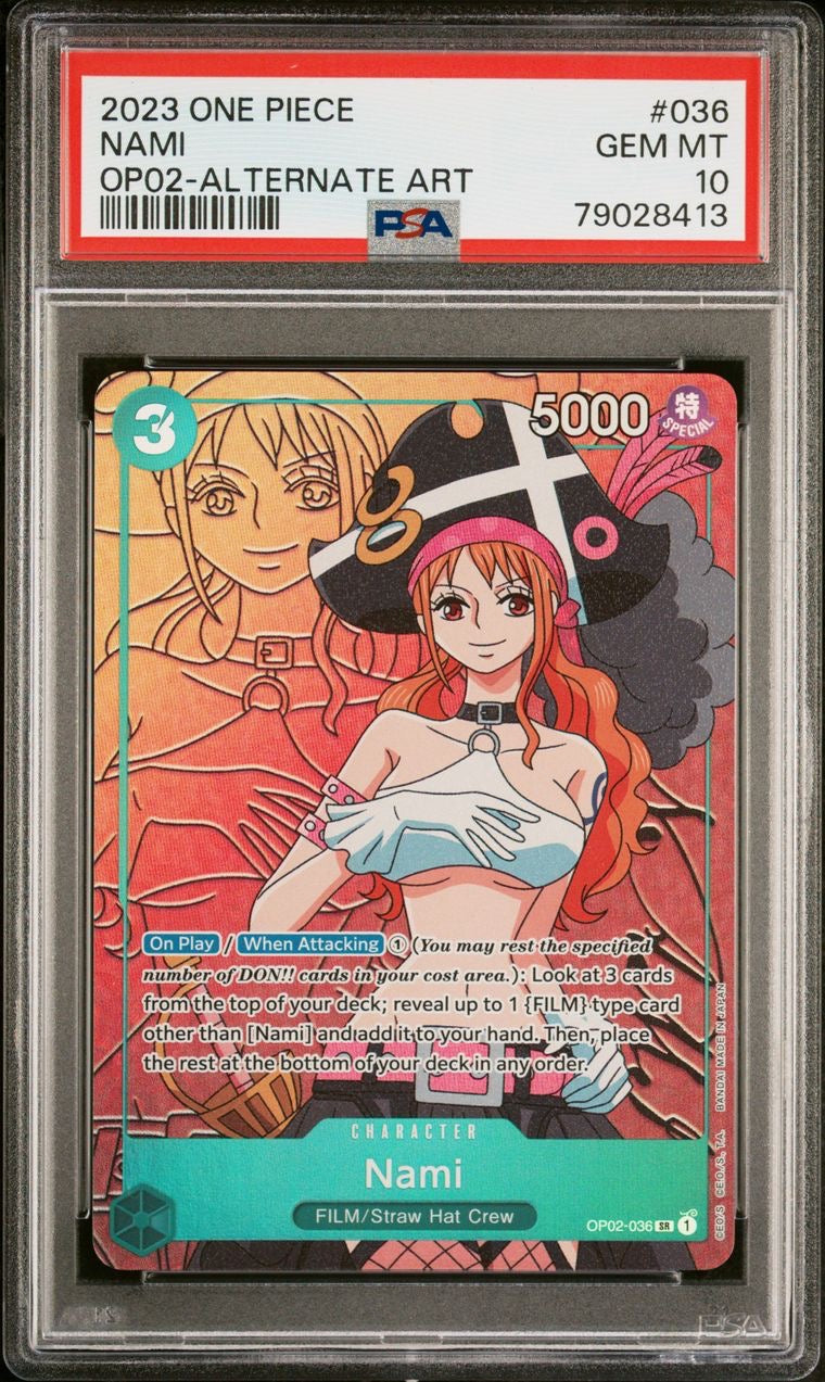 One Piece TCG Paramount War OP-02 #036 Nami Alternative Art PSA 10 GEM MT