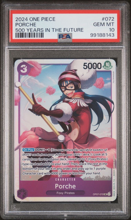 One Piece TCG 500 Years in the Future OP-07 #072 SR Porche PSA 10 GEM MT