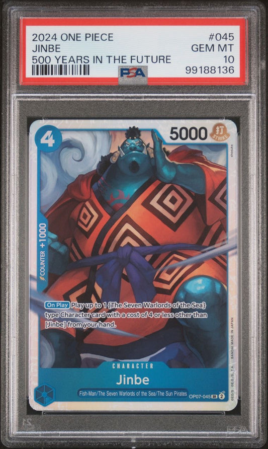 One Piece TCG 500 Years in the Future OP-07 #045 SR Jinbe PSA 10 GEM MT