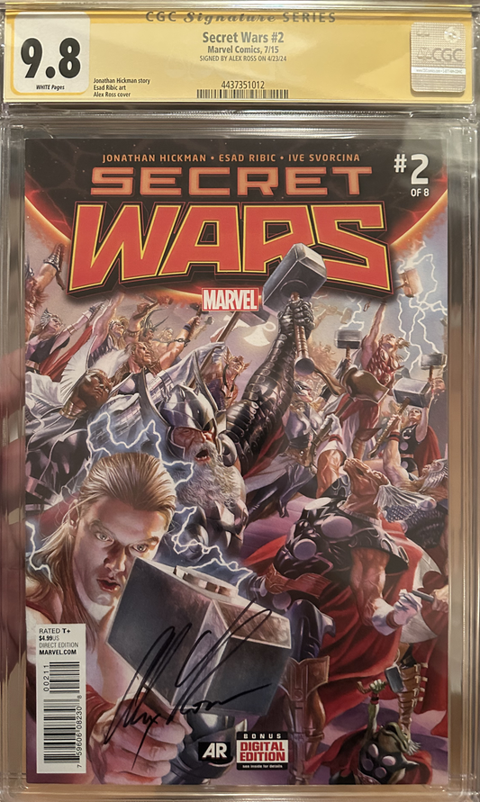 Secret Wars #2 - CGC 9.8 Yellow Label - Signed by Alex Ross